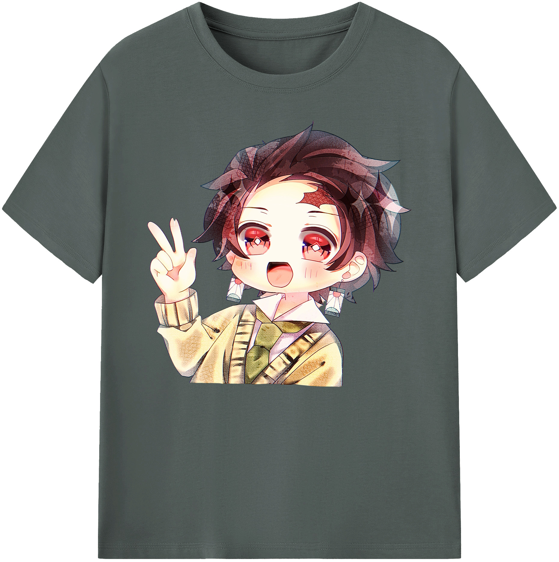 （画像用） 鬼滅の刃 竈門 炭治郎／かまど たんじろう Kamado Tanjirou 綿100％ メンズ半袖Tシャツ｜肌触りやわらか＆通気性